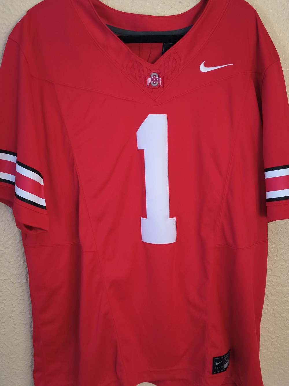 Nike Red Ohio State #1 Football Jersey with White Accents